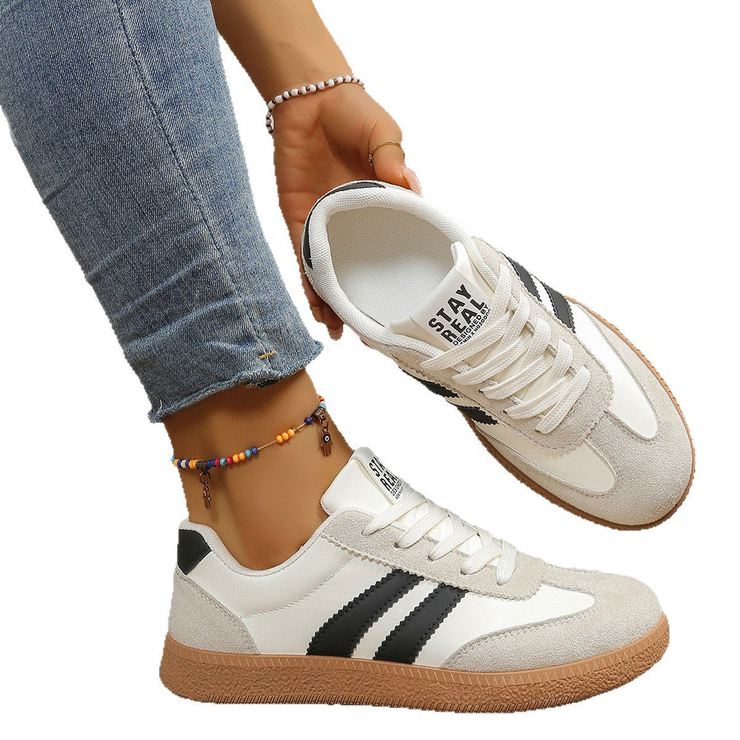 Sneaker Damen mit Streifenbesatz und Gummisohle