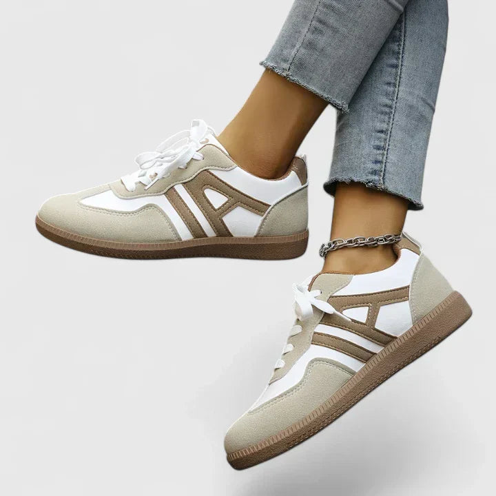 Sneaker Damen mit Schnürung und Kontrastbesatz und Gummisohle