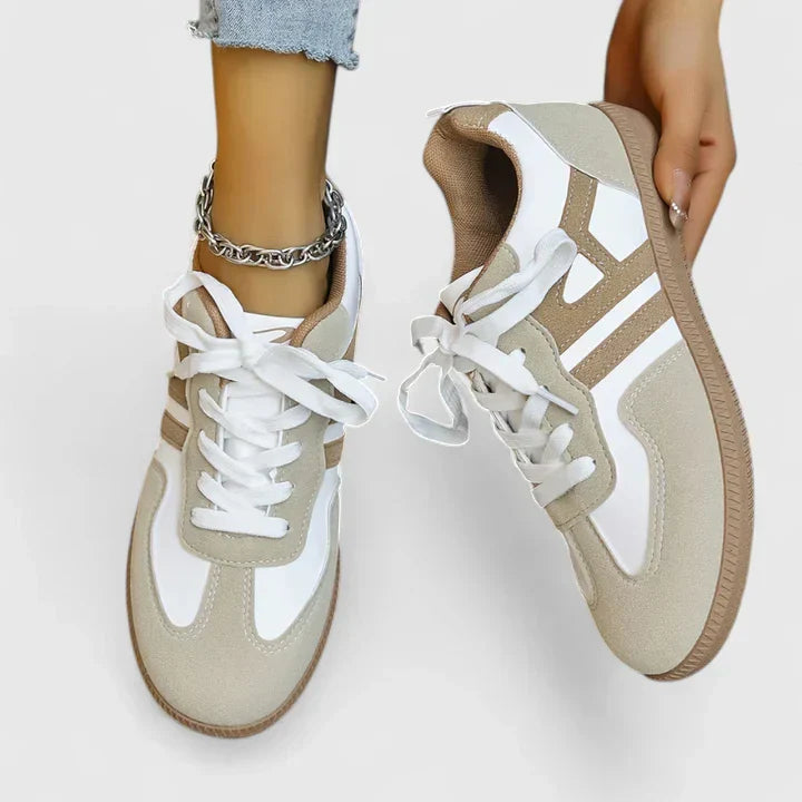 Sneaker Damen mit Schnürung und Kontrastbesatz und Gummisohle