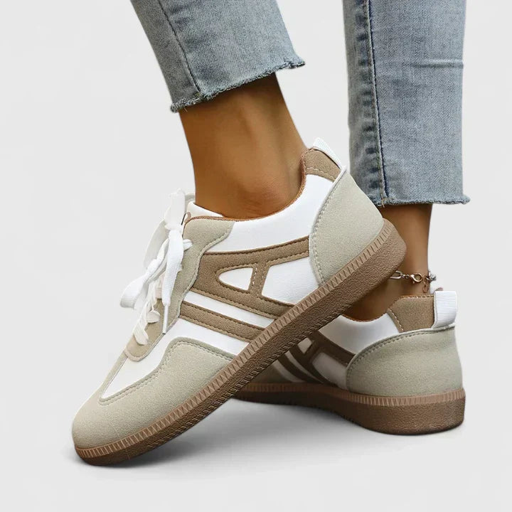 Sneaker Damen mit Schnürung und Kontrastbesatz und Gummisohle
