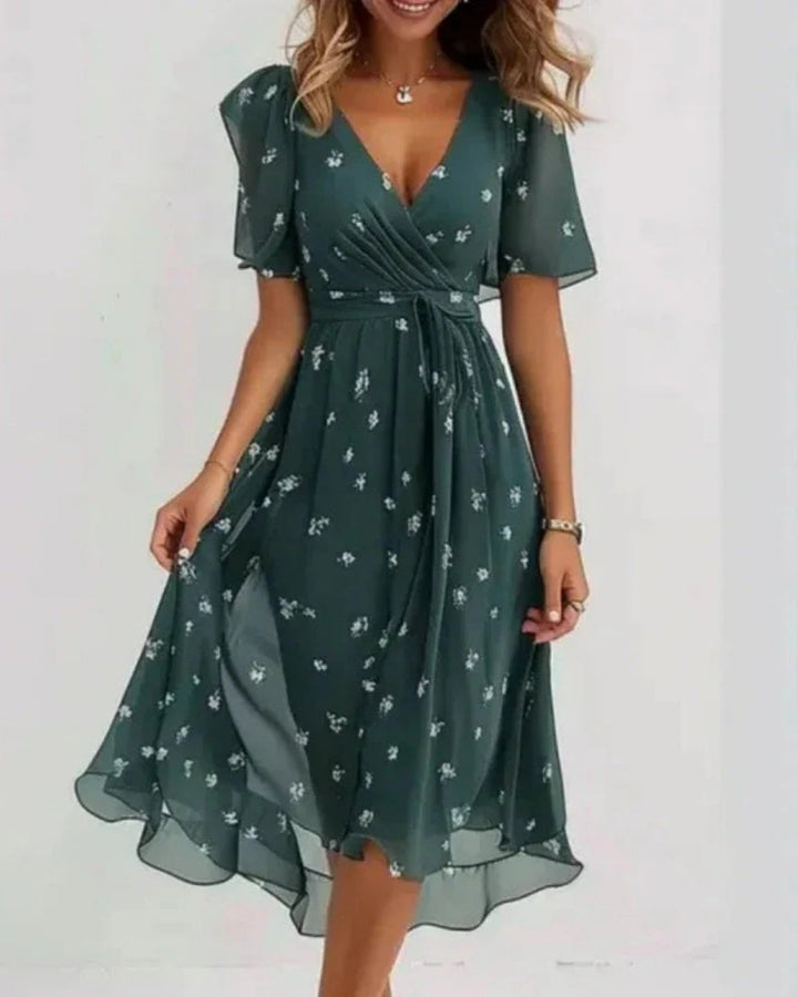 Solveig | Damen florales Cocktail Sommer Midikleid