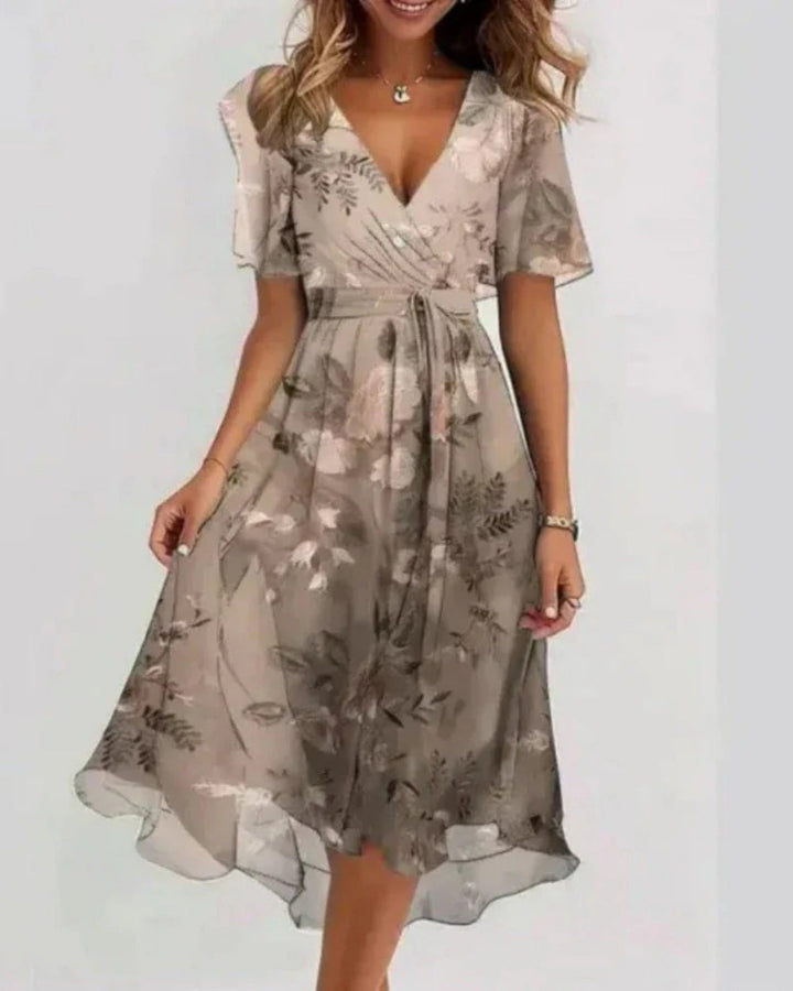 Solveig | Damen florales Cocktail Sommer Midikleid