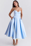 Sophia | Damen glänzendes Satin Abendkleid