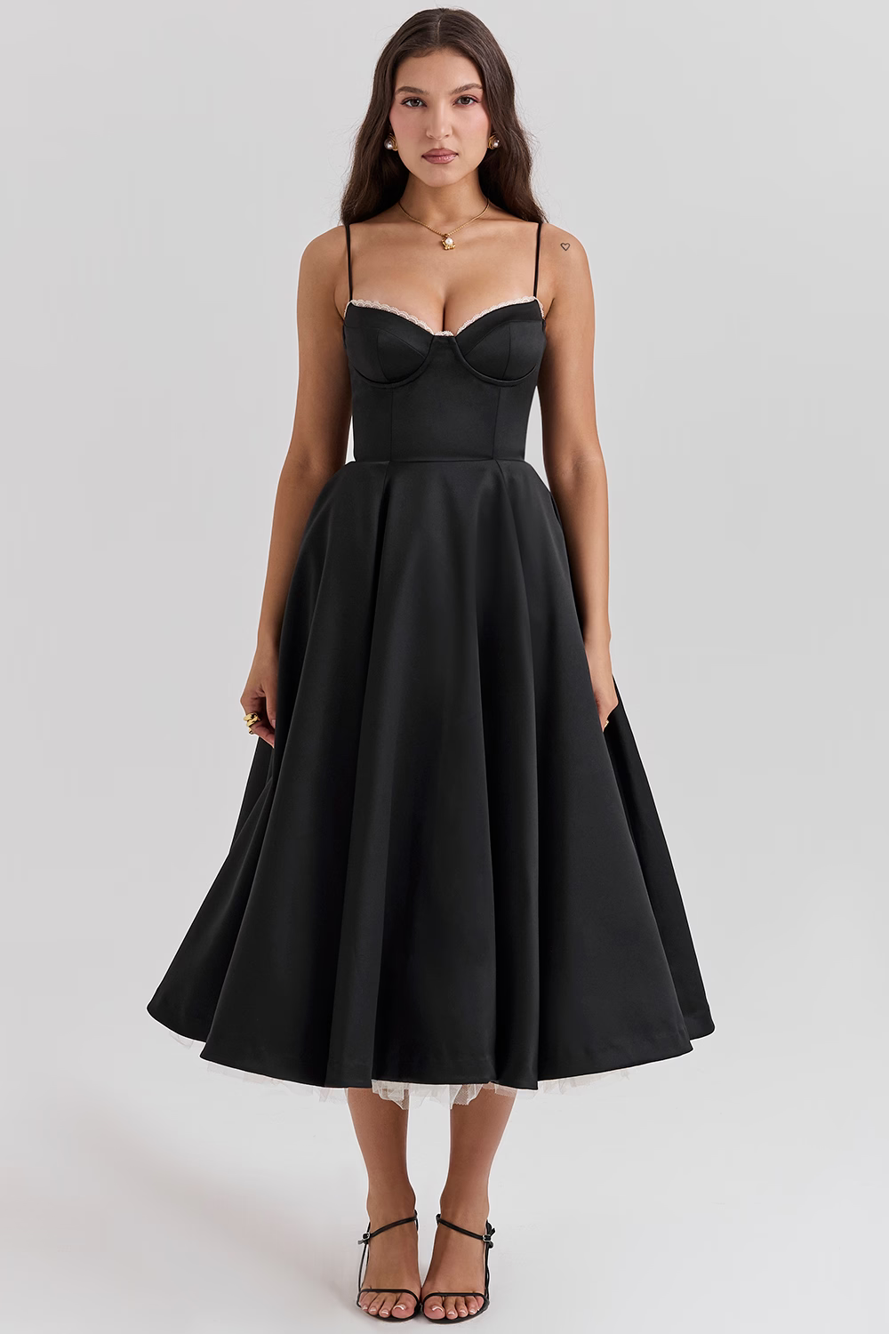 Sophia | Damen glänzendes Satin Abendkleid