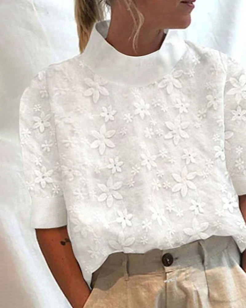 Stefanie | Damen Florale Bluse mit Stehkragen