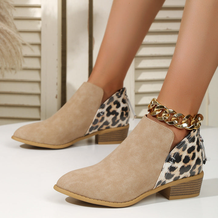 Stiefel Damen mit Animal-Print und Blockabsatz