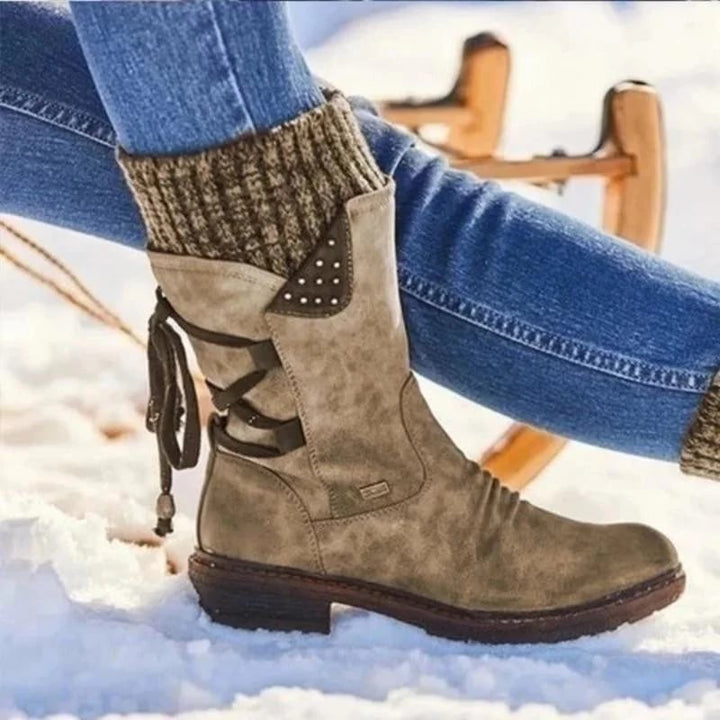 Stiefel Damen mit Hohem Schaft und Reißverschluss