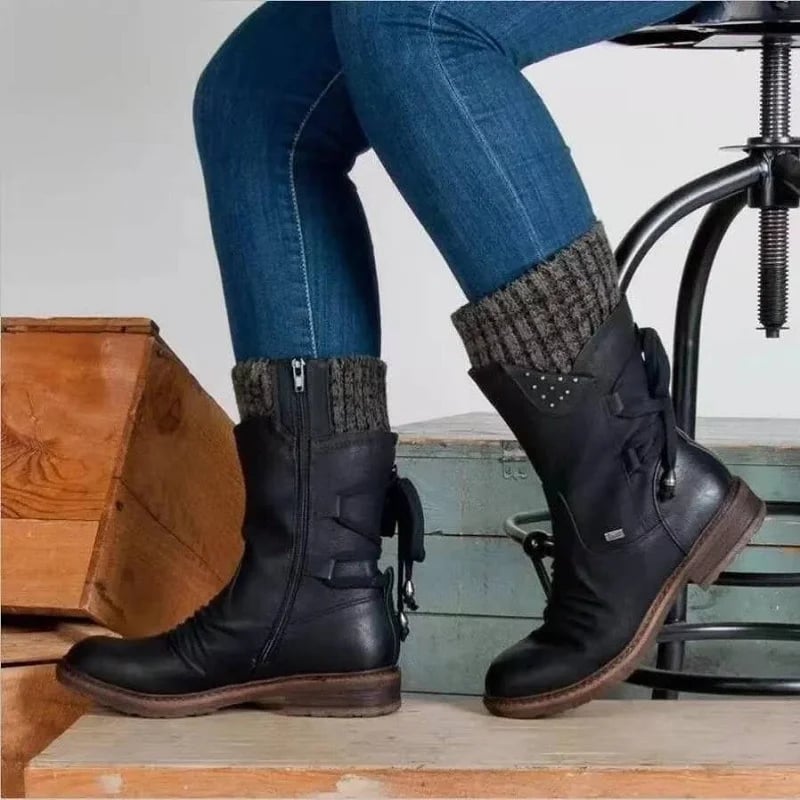 Stiefel Damen mit Hohem Schaft und Reißverschluss