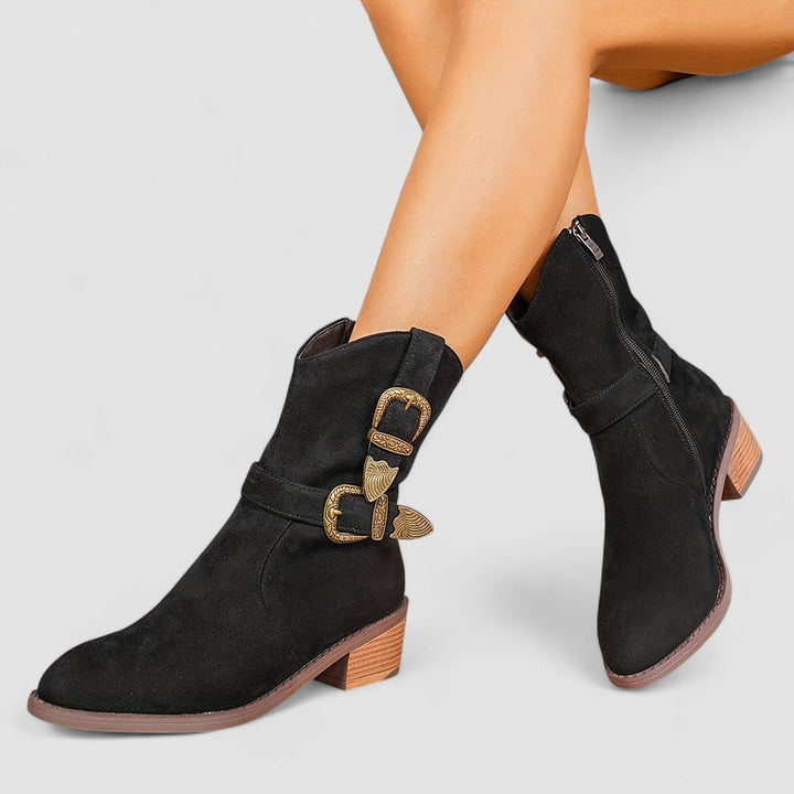Stiefeletten Damen im Westernstil mit Blockabsatz