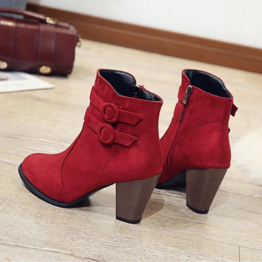 Stiefeletten Damen mit Absatz und Schnalle