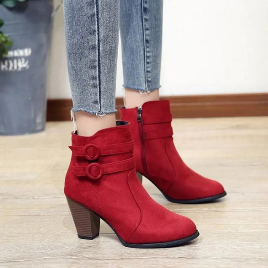 Stiefeletten Damen mit Absatz und Schnalle