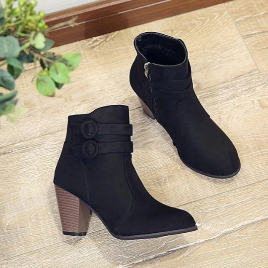 Stiefeletten Damen mit Absatz und Schnalle