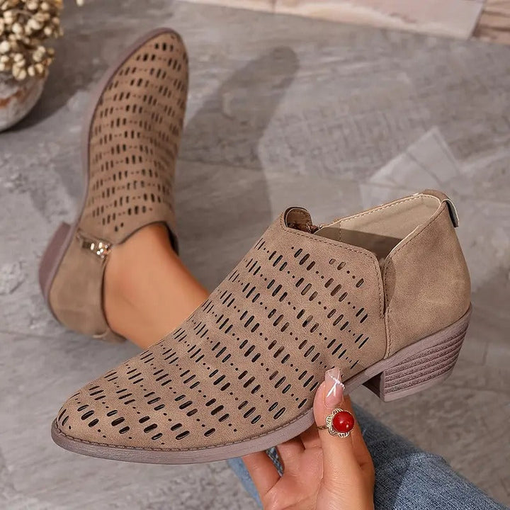 Stiefeletten Damen mit Cut-Out-Detail und Blockabsatz