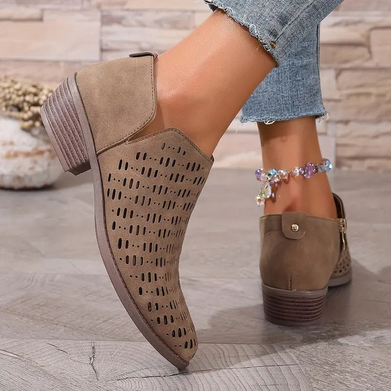 Stiefeletten Damen mit Cut-Out-Detail und Blockabsatz