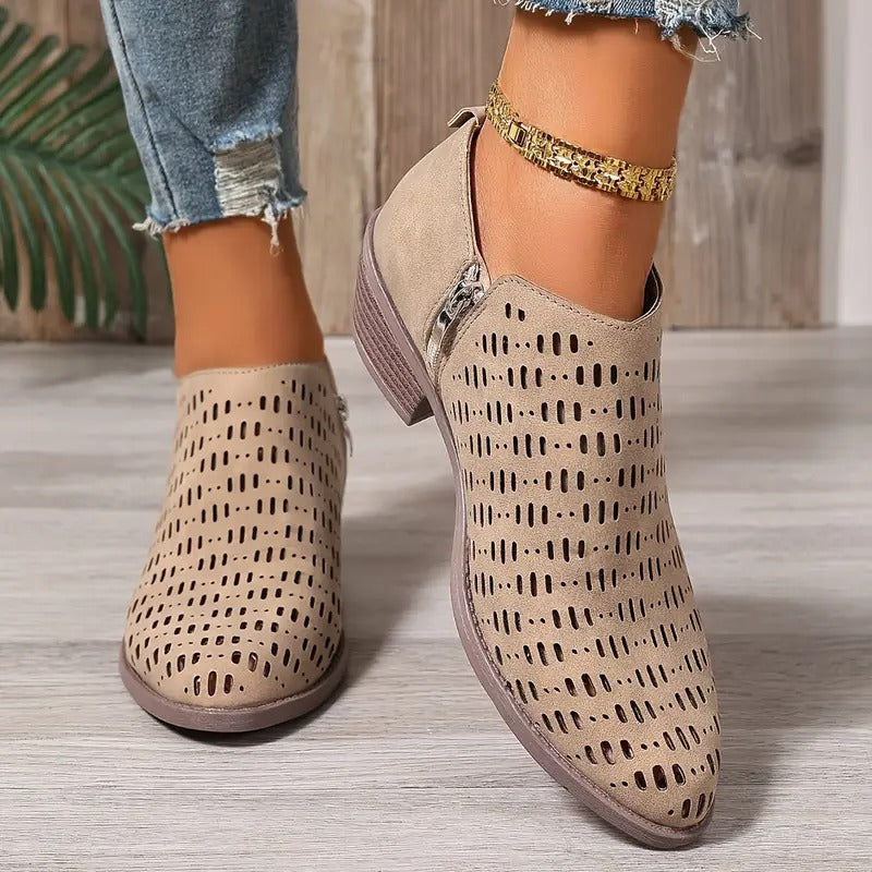 Stiefeletten Damen mit Cut-Out-Detail und Blockabsatz