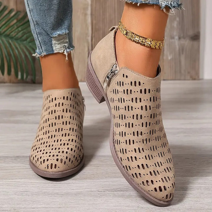 Stiefeletten Damen mit Cut-Out-Detail und Blockabsatz