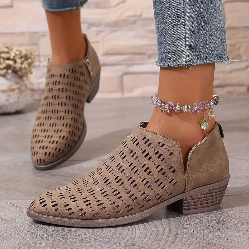Stiefeletten Damen mit Cut-Out-Detail und Blockabsatz