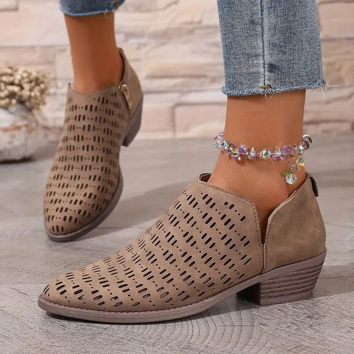 Stiefeletten Damen mit Cut-Out-Detail und Blockabsatz