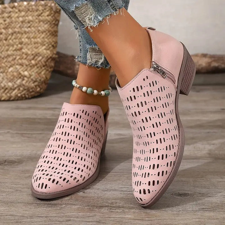 Stiefeletten Damen mit Cut-Out-Detail und Blockabsatz