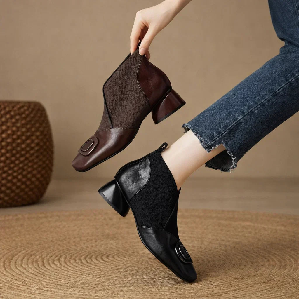 Stiefeletten Damen mit Glattem Schaft und Spitzer Kappe