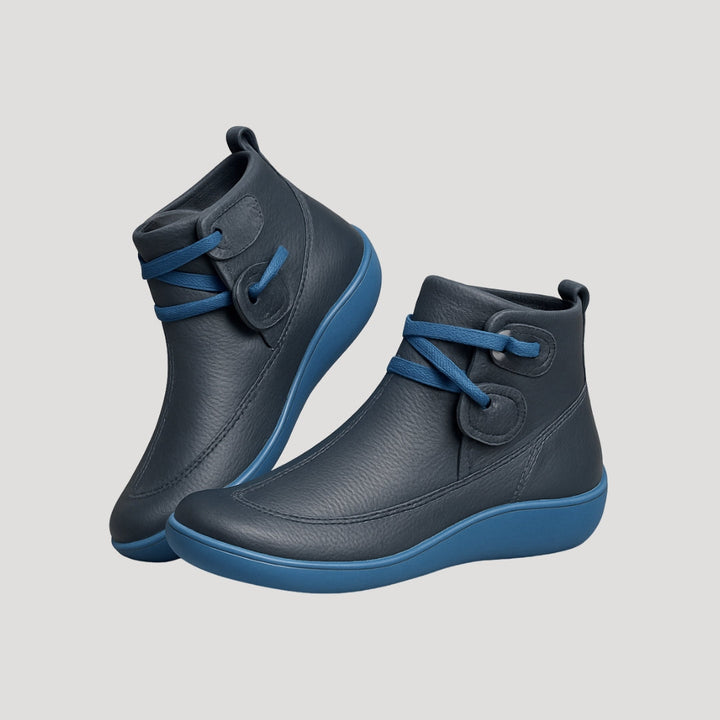 Stiefeletten Damen mit Knöchelriemen und Blockabsatz