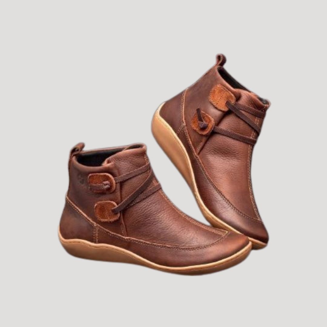 Stiefeletten Damen mit Knöchelriemen und Blockabsatz