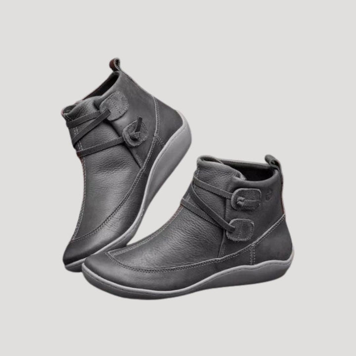 Stiefeletten Damen mit Knöchelriemen und Blockabsatz