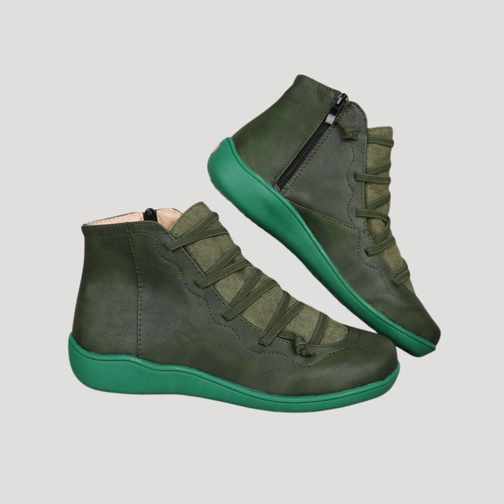 Stiefeletten Damen mit Knöchelriemen und Blockabsatz