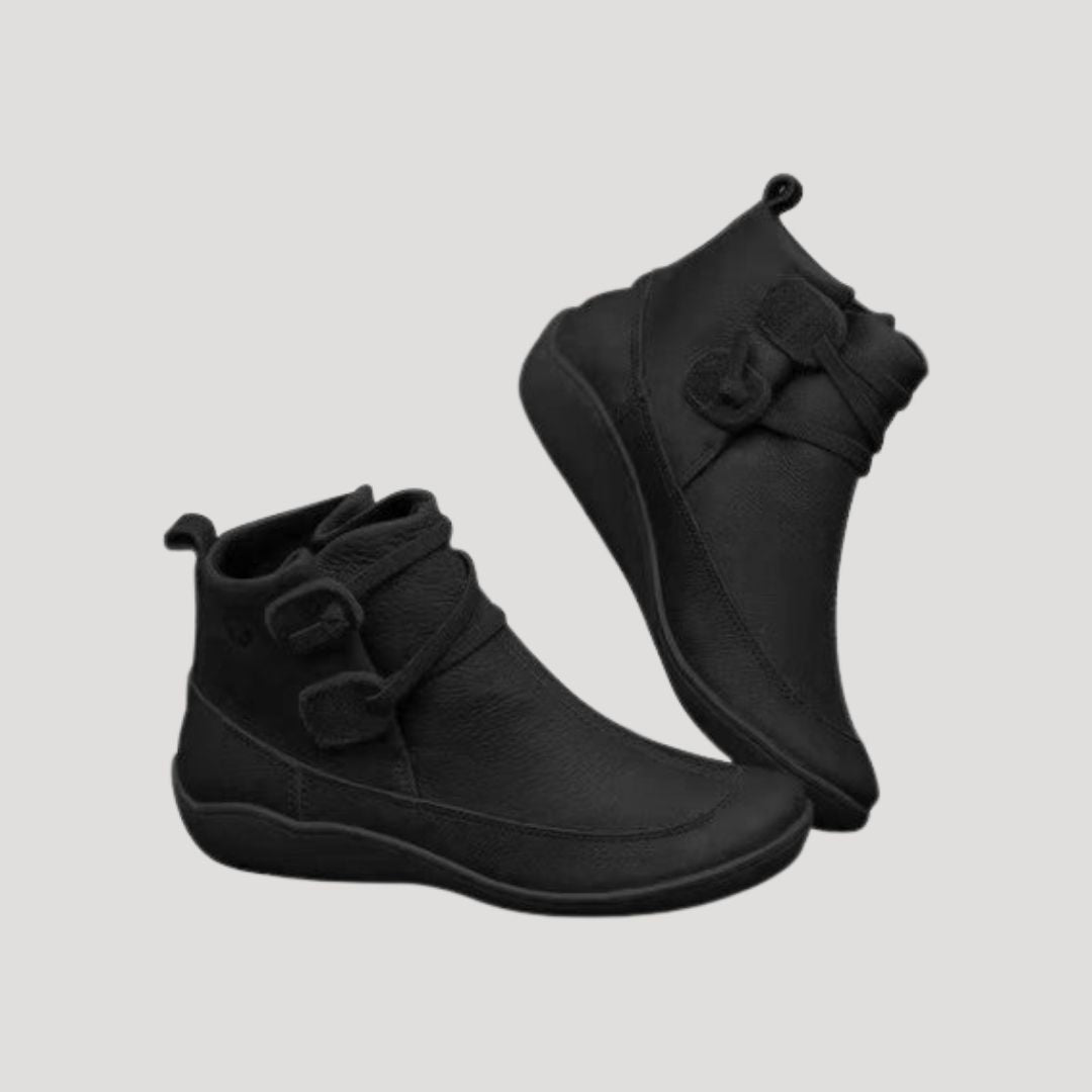 Stiefeletten Damen mit Knöchelriemen und Blockabsatz