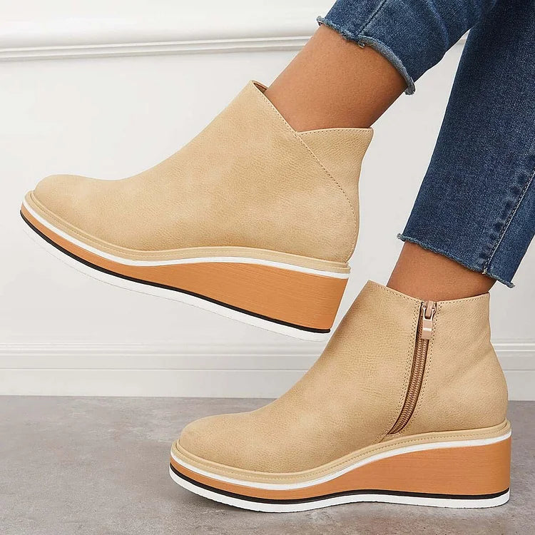 Stiefeletten Damen mit Profilsohle und Rundem Schnitt