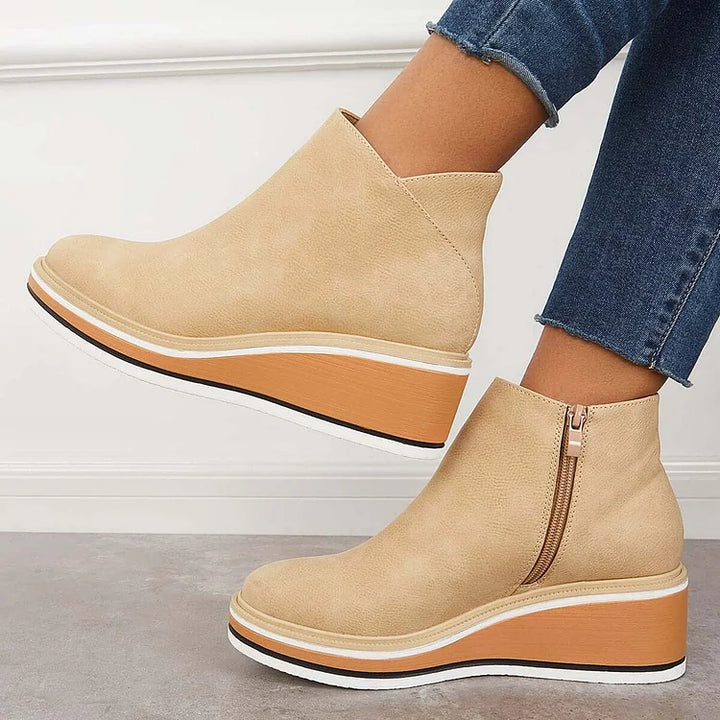 Stiefeletten Damen mit Profilsohle und Rundem Schnitt