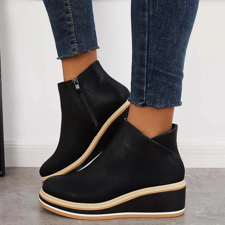 Stiefeletten Damen mit Profilsohle und Rundem Schnitt
