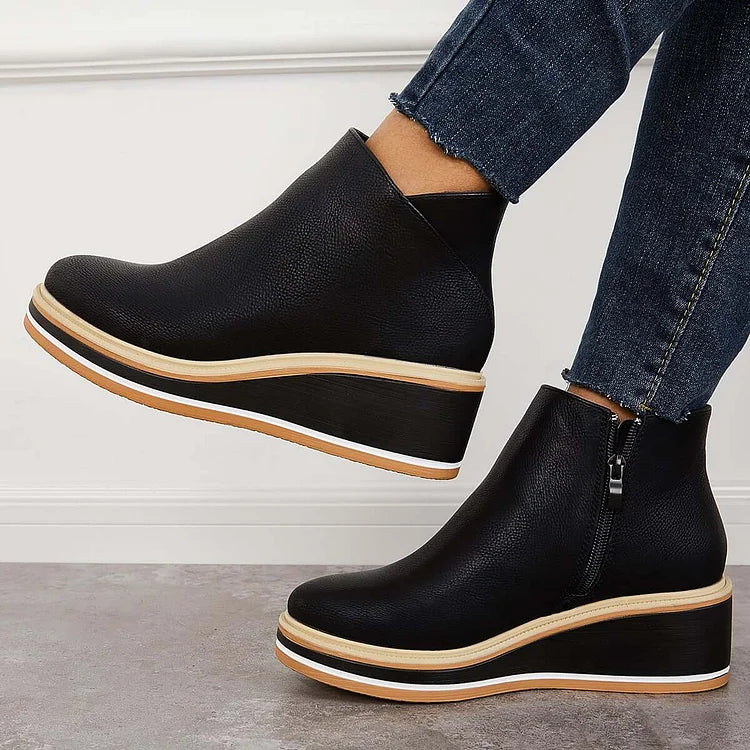 Stiefeletten Damen mit Profilsohle und Rundem Schnitt