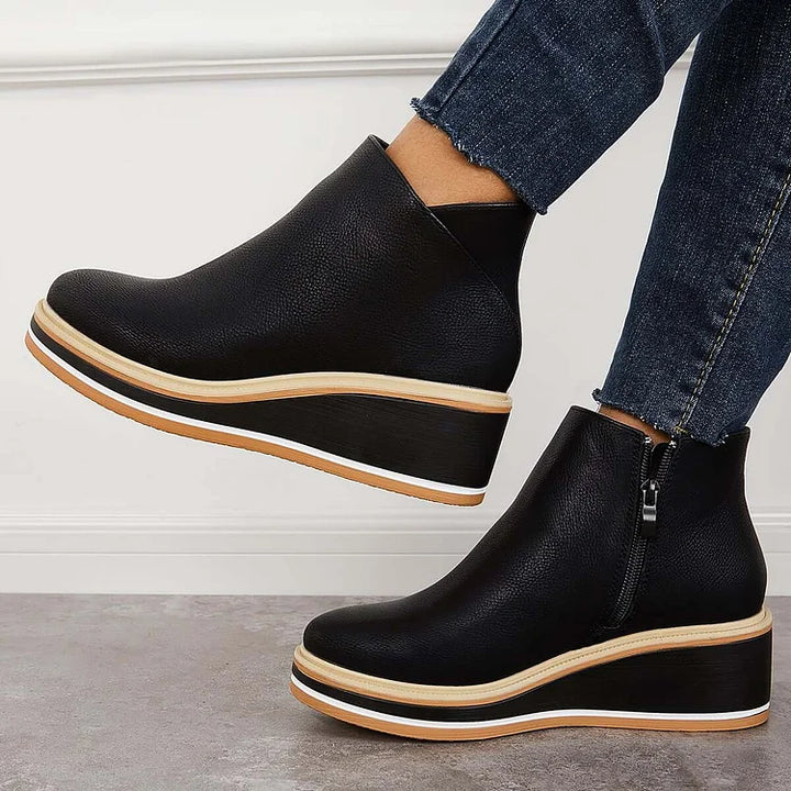 Stiefeletten Damen mit Profilsohle und Rundem Schnitt