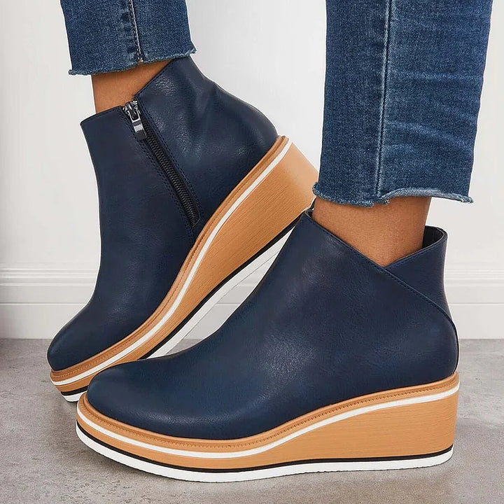 Stiefeletten Damen mit Profilsohle und Rundem Schnitt