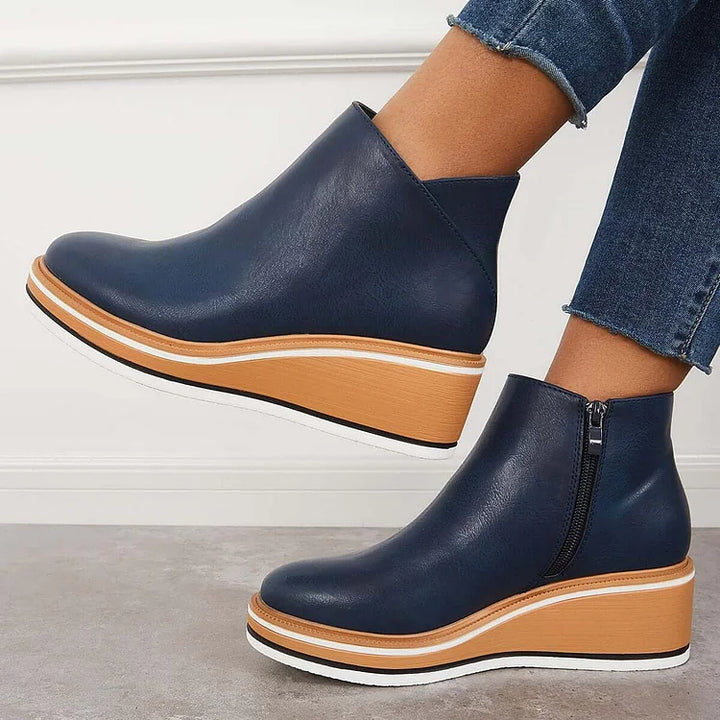 Stiefeletten Damen mit Profilsohle und Rundem Schnitt