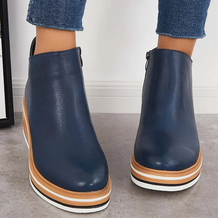 Stiefeletten Damen mit Profilsohle und Rundem Schnitt