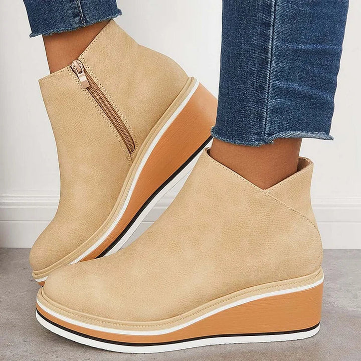 Stiefeletten Damen mit Profilsohle und Rundem Schnitt
