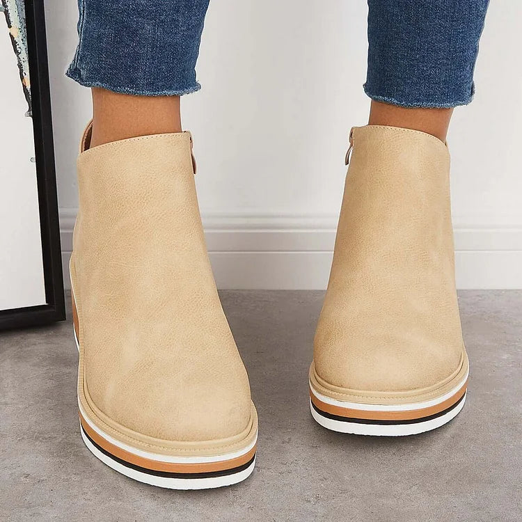 Stiefeletten Damen mit Profilsohle und Rundem Schnitt