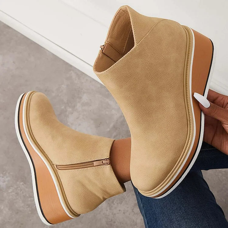 Stiefeletten Damen mit Profilsohle und Rundem Schnitt
