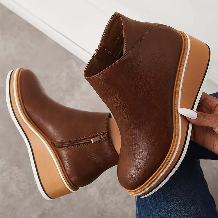 Stiefeletten Damen mit Profilsohle und Rundem Schnitt