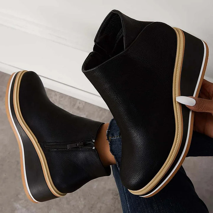 Stiefeletten Damen mit Profilsohle und Rundem Schnitt
