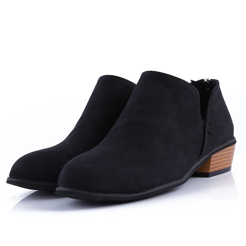 Stiefeletten Damen mit Rückreißverschluss und Blockabsatz