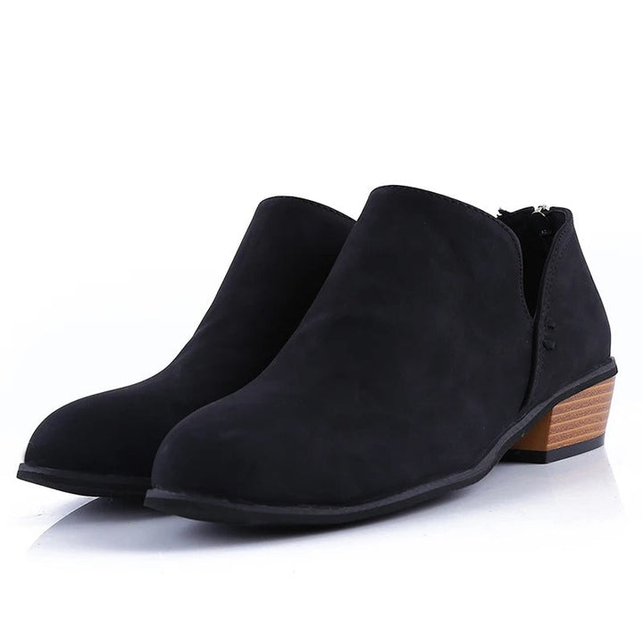 Stiefeletten Damen mit Rückreißverschluss und Blockabsatz