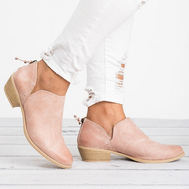 Stiefeletten Damen mit Rückreißverschluss und Blockabsatz