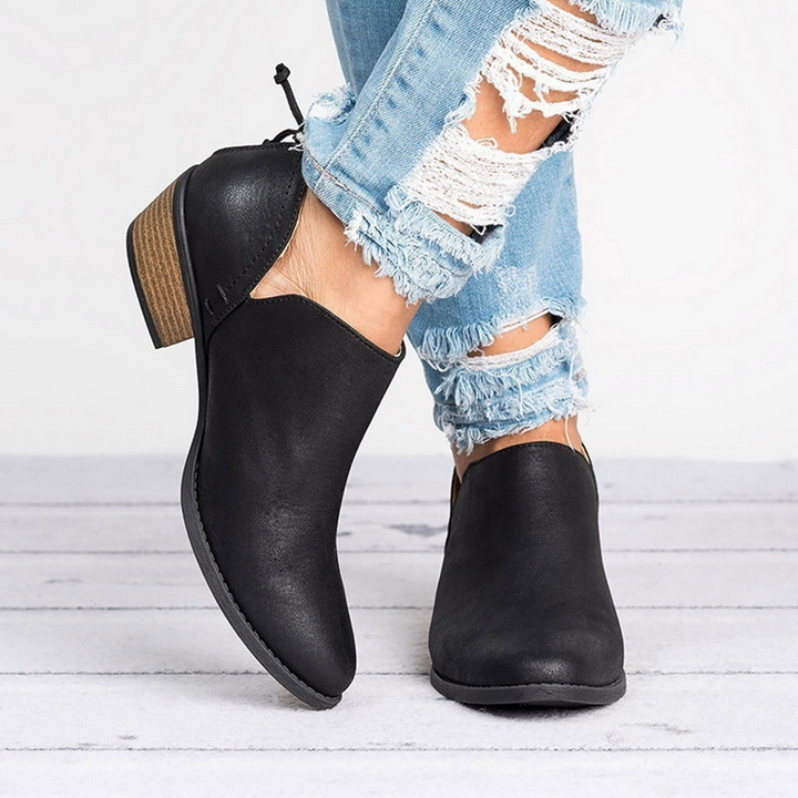 Stiefeletten Damen mit Rückreißverschluss und Blockabsatz