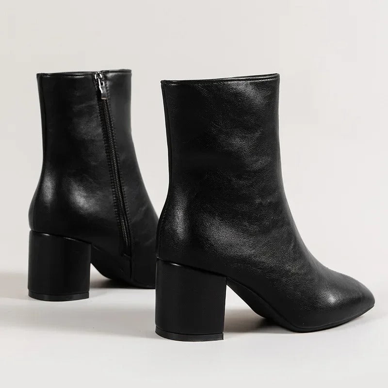 Stiefeletten Damen mit Schlichtem Design und Blockabsatz