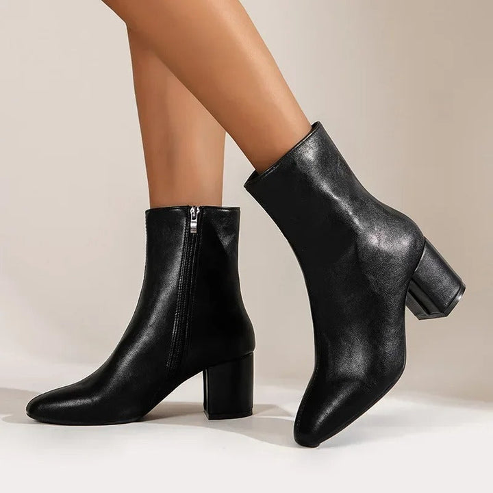 Stiefeletten Damen mit Schlichtem Design und Blockabsatz