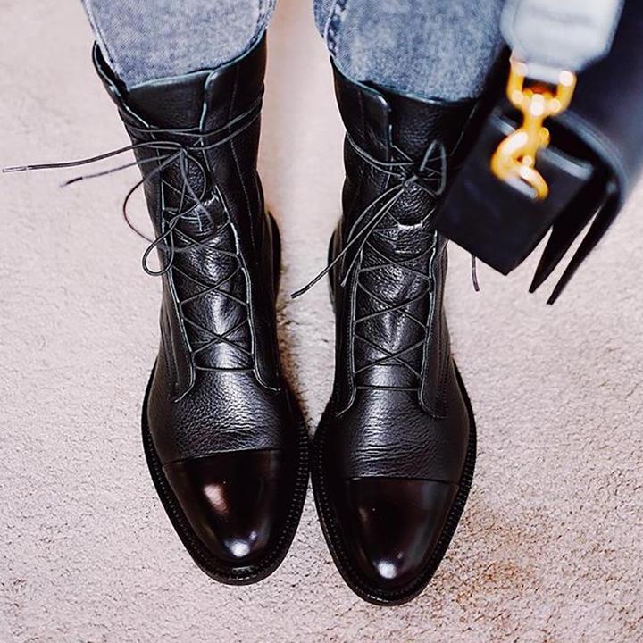 Stiefeletten Damen mit Schnürung und Blockabsatz