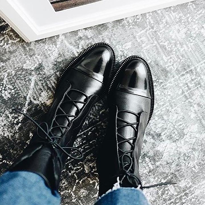 Stiefeletten Damen mit Schnürung und Blockabsatz